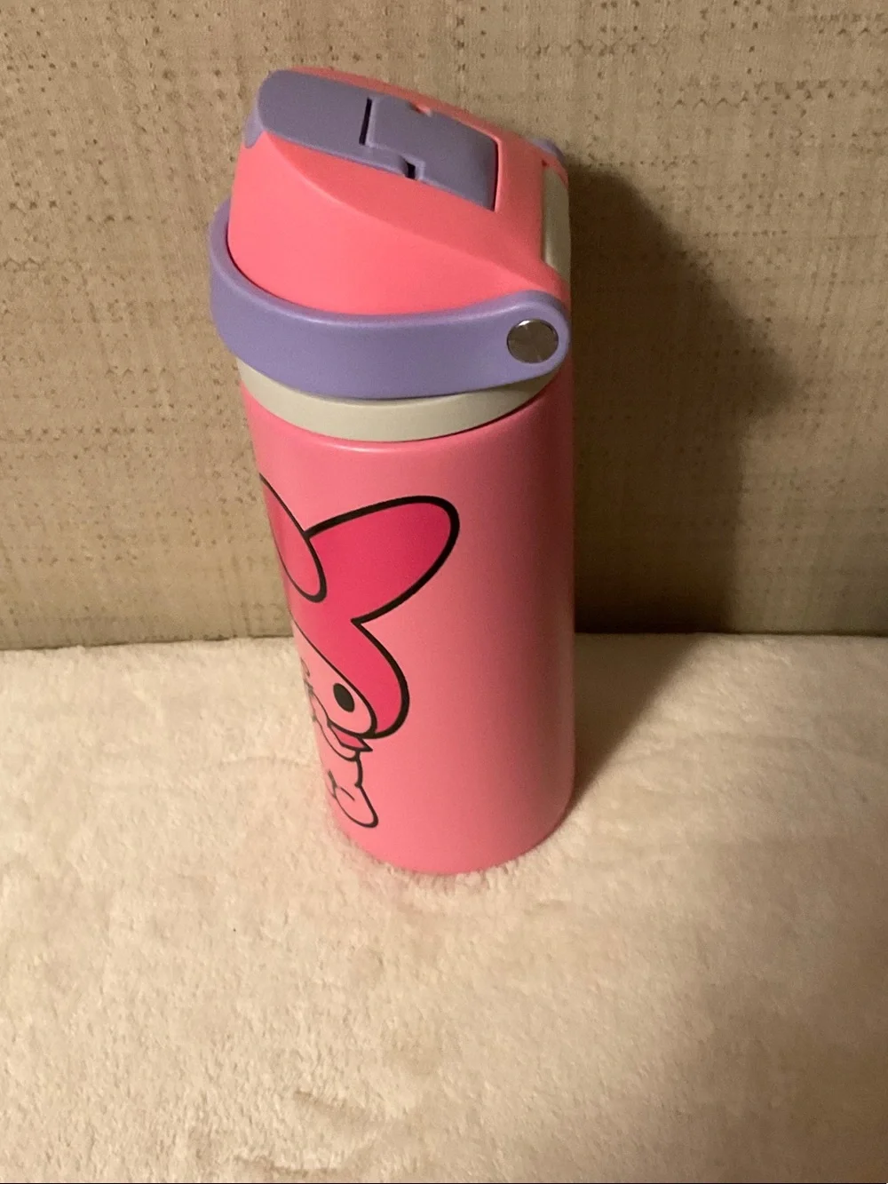 Pink Kids Character Stainless Steel Bottle with Purple Lid